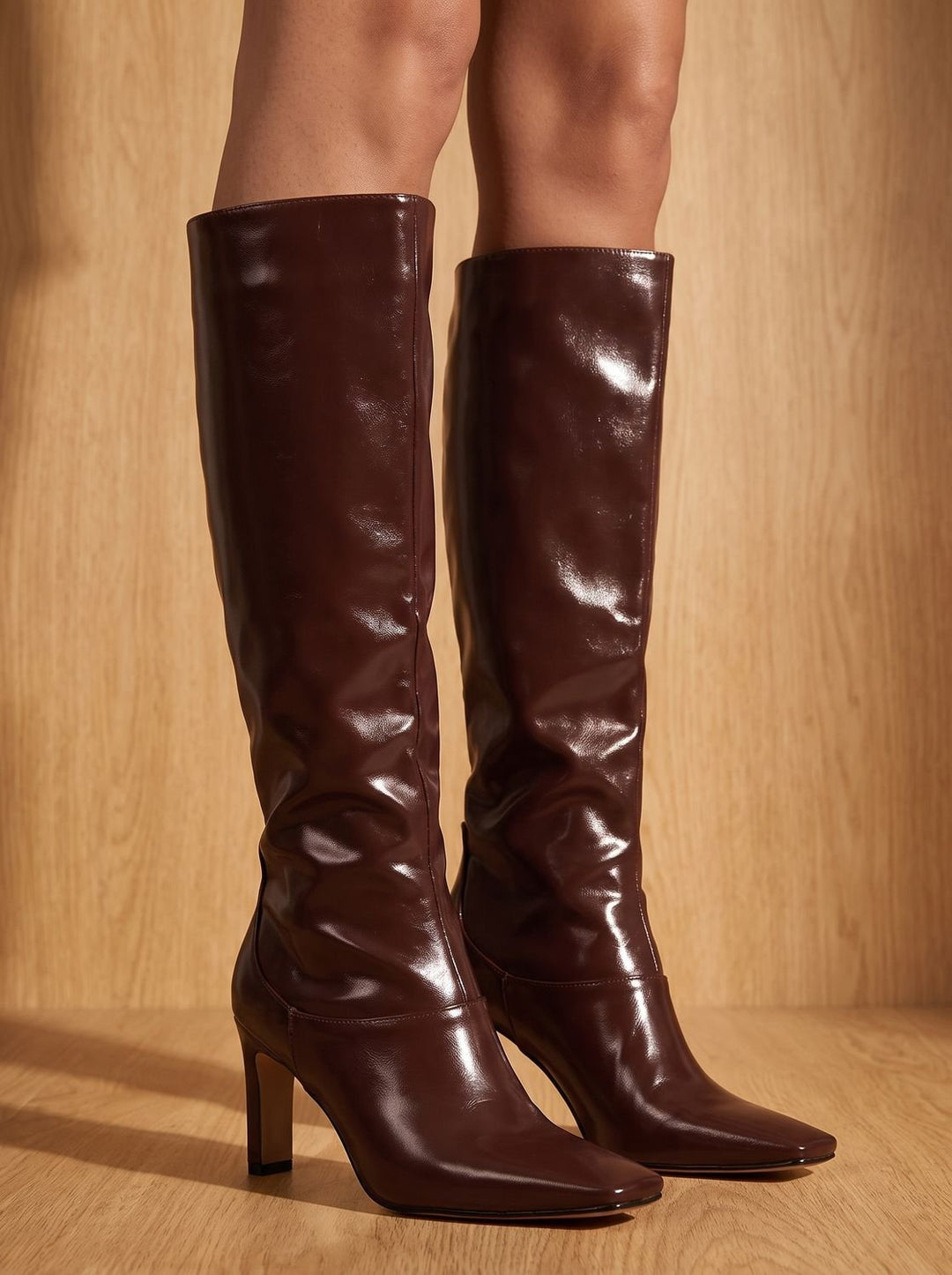 Elegant Women's Cowboy Boots Knee-High Faux Leather (5)