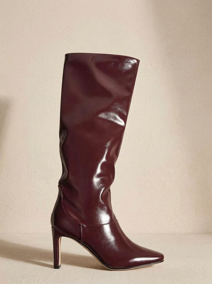 Elegant Women's Cowboy Boots Knee-High Faux Leather (6)