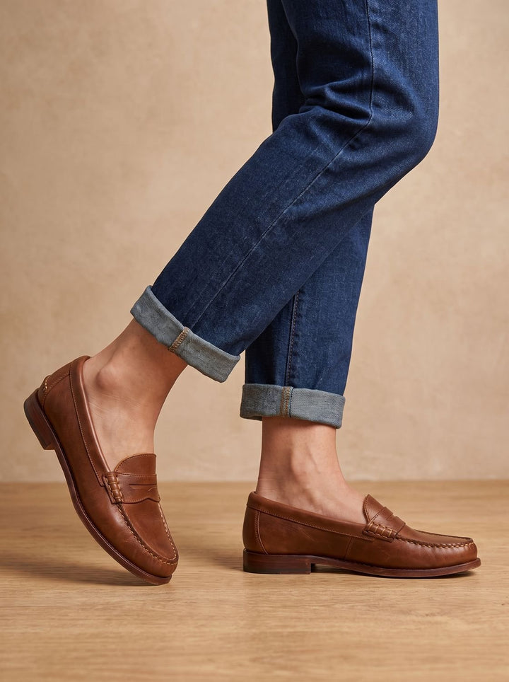 Elegant Women's Leather Flats with Penny Strap (2)