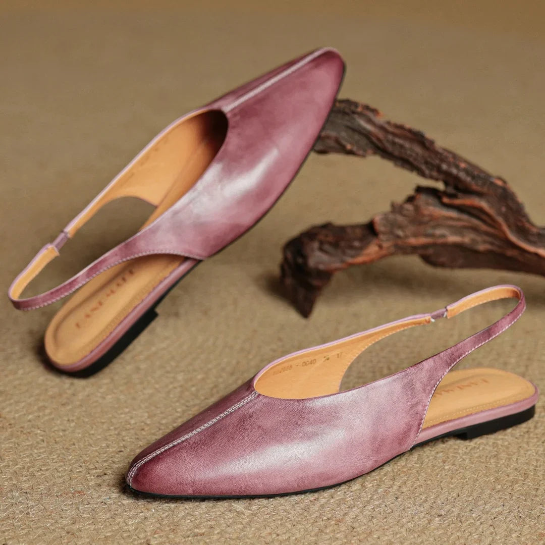 Elegant Women's Leather Flats with Slingback (10)