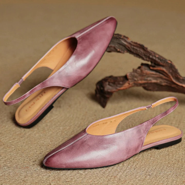 Elegant Women's Leather Flats with Slingback (10)
