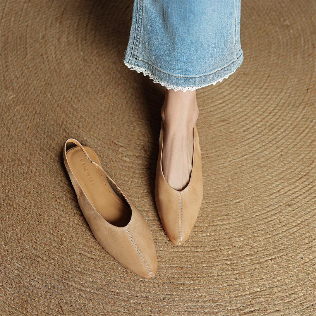 Elegant Women's Leather Flats with Slingback (12)