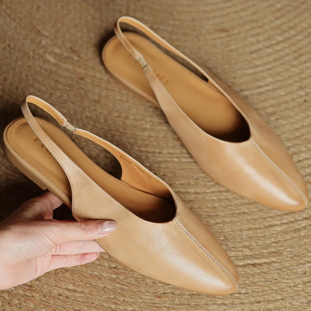 Elegant Women's Leather Flats with Slingback (14)