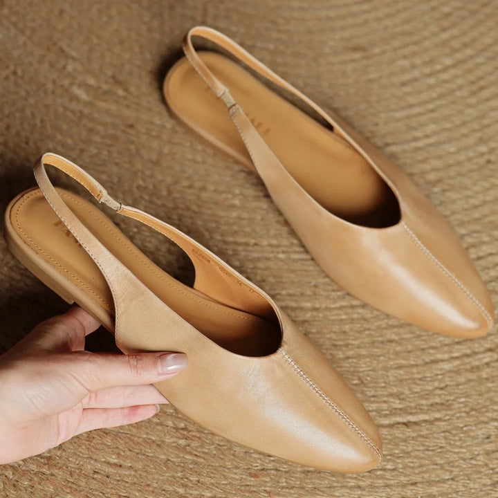 Elegant Women's Leather Flats with Slingback (14)