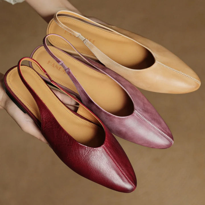 Elegant Women's Leather Flats with Slingback (15)