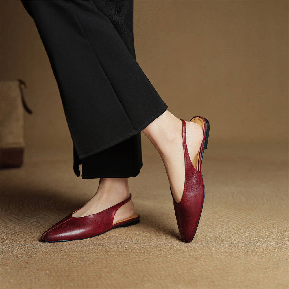 Elegant Women's Leather Flats with Slingback (2)