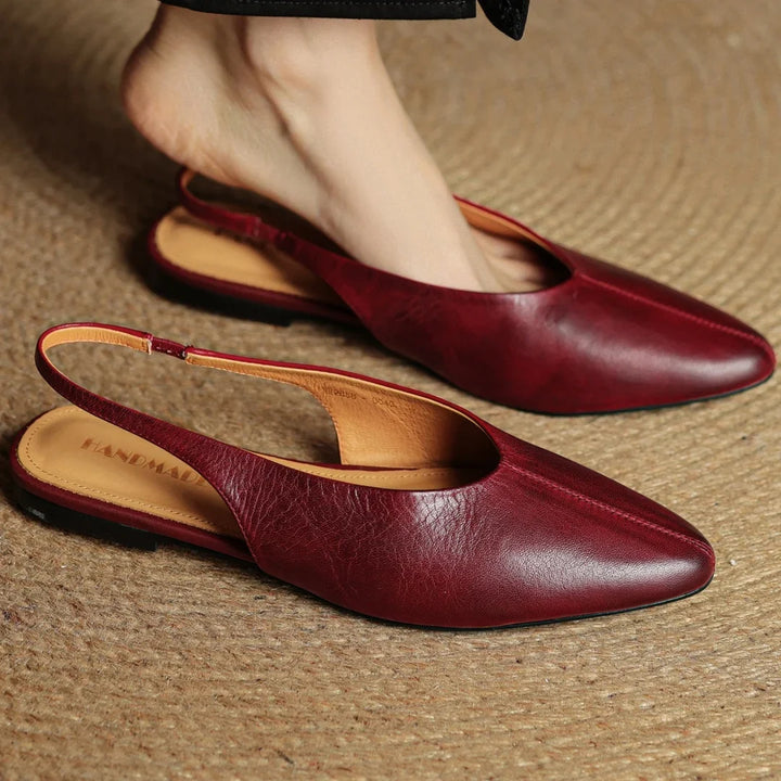 Elegant Women's Leather Flats with Slingback (3)