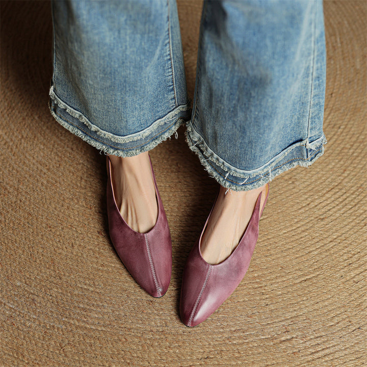 Elegant Women's Leather Flats with Slingback (8)