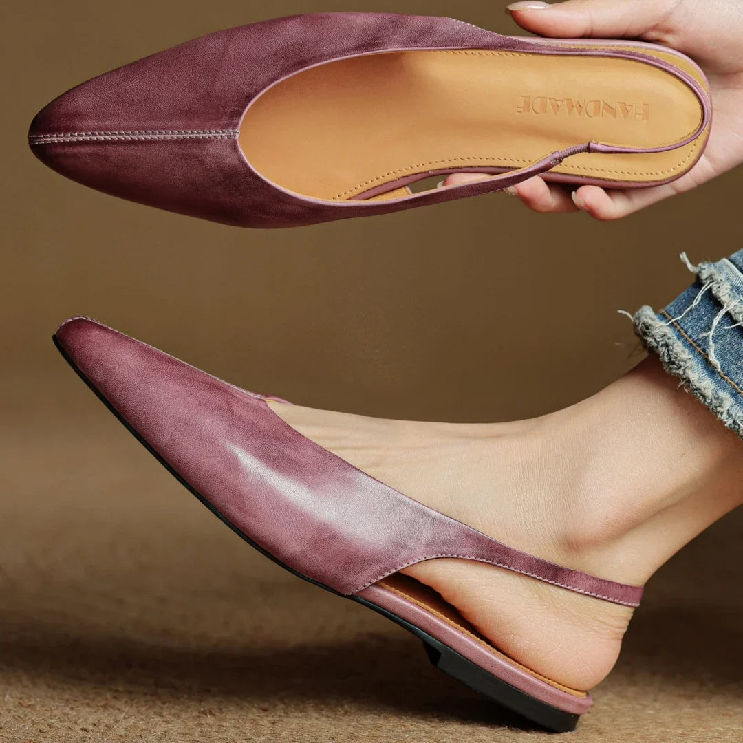 Elegant Women's Leather Flats with Slingback (9)