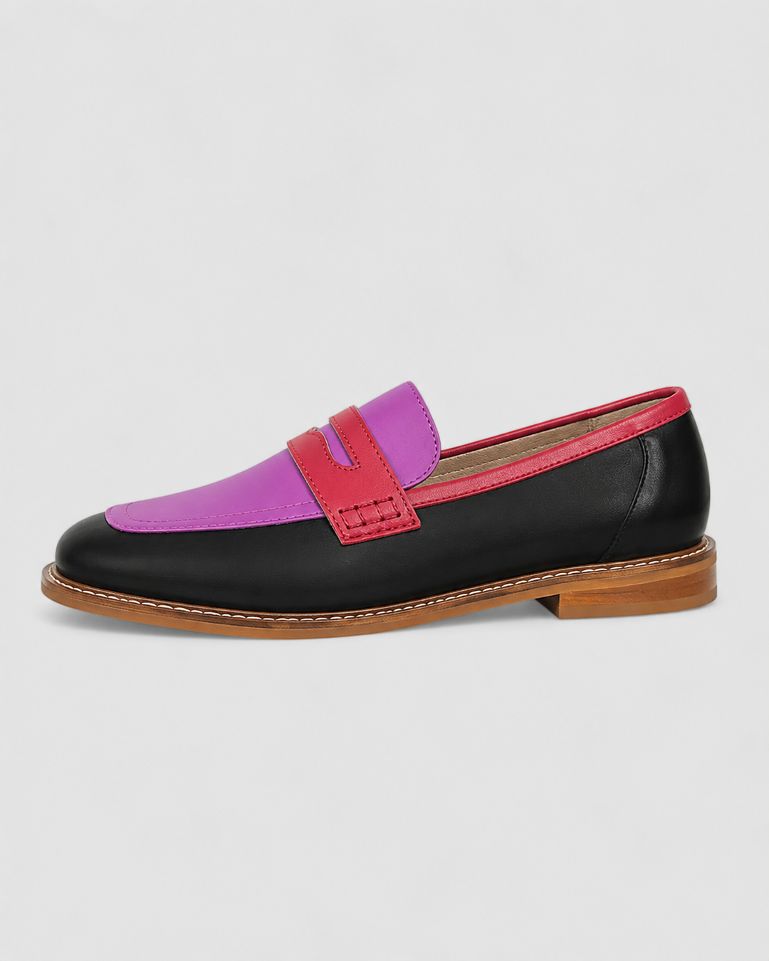 Elegant Women's Leather Flats with Slip-On Ease in Multi-colored