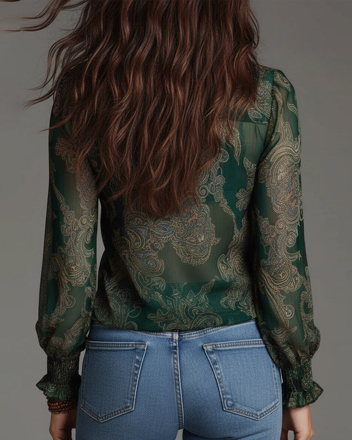 Katie™ | Elegant Half-Zip Blouse with Ruffles