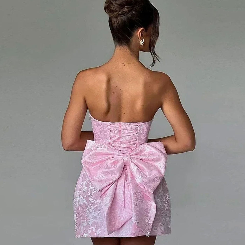 Fall Wedding Guest Dress with Strapless Jacquard (2)