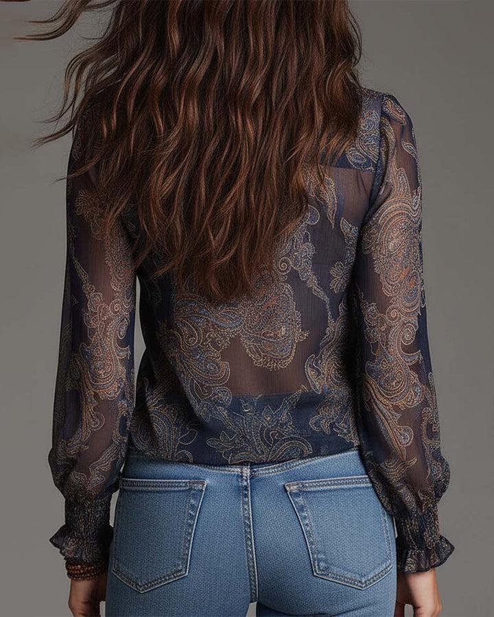 Katie™ | Elegant Half-Zip Blouse with Ruffles