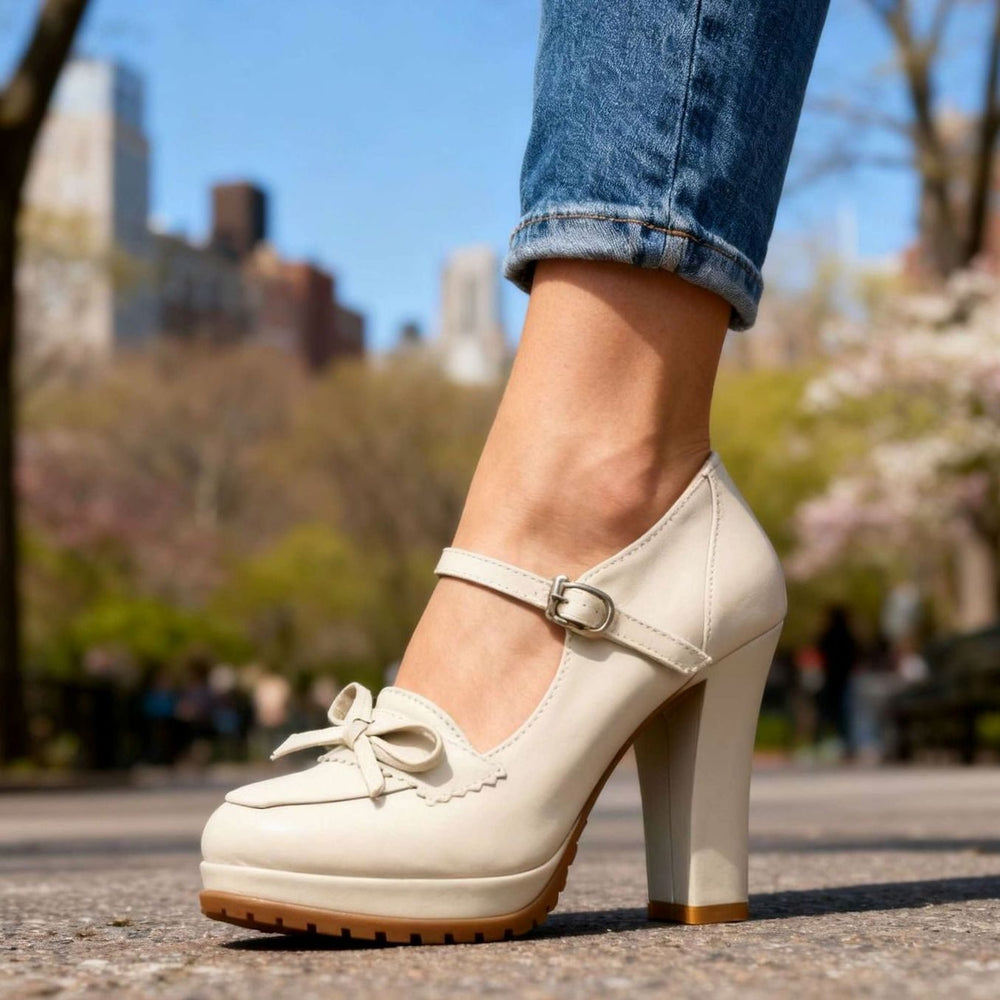 Leather Flats for Women with Block Heel (2)
