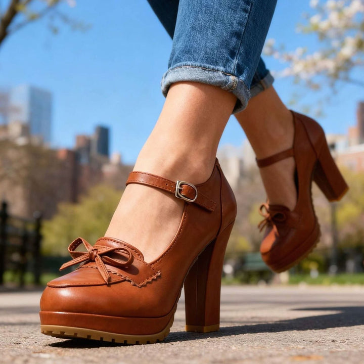 Leather Flats for Women with Block Heel (3)