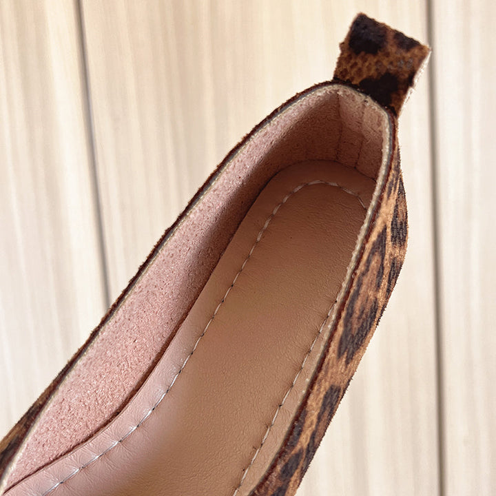 Leopard Print Women's Leather Flats (8)