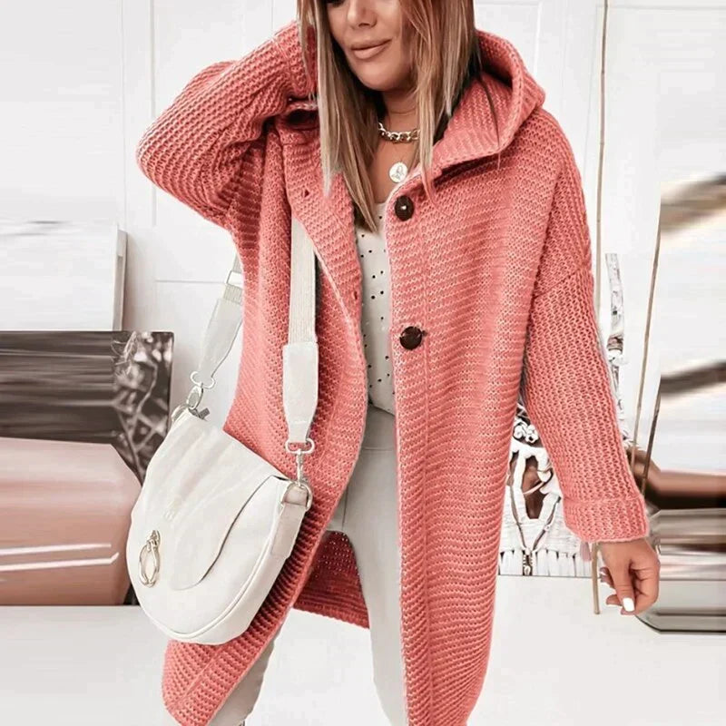 Long Cardigan for Women with Warm Hood