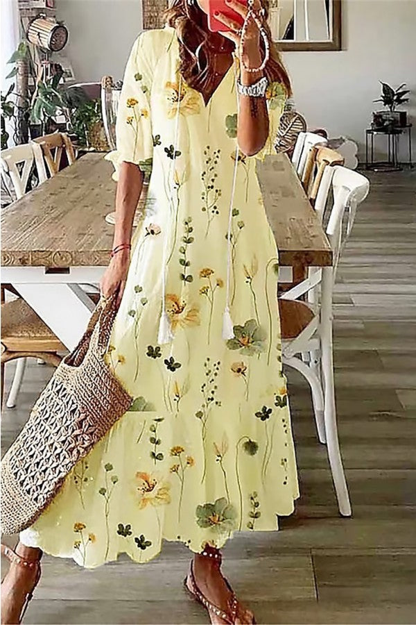 Long Evening Dress Boho Maxi for Weddings in Yellow