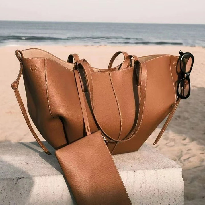 Minimalist Leather Tote Bag – Camel
