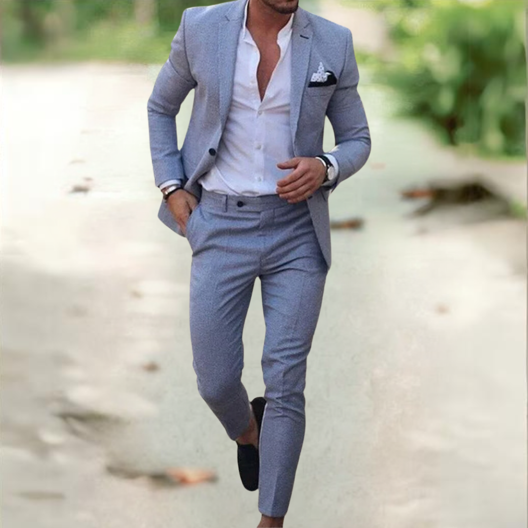 Men's Business Casual Hose and Jacket Set in Grau (ausverkauft)