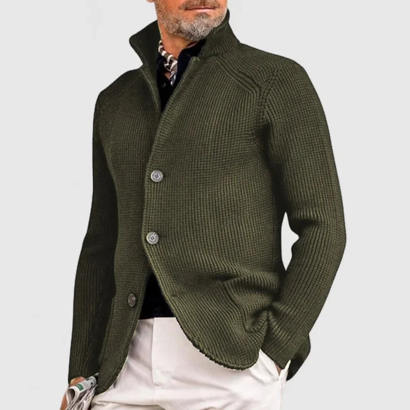 Men's Casual Christmas Knit Cardigan in Armeegrün