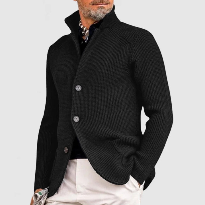Men's Casual Christmas Knit Cardigan in Black