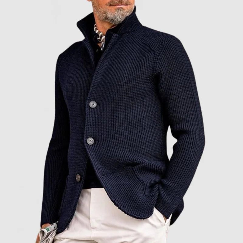 Men's Casual Christmas Knit Cardigan in Navy