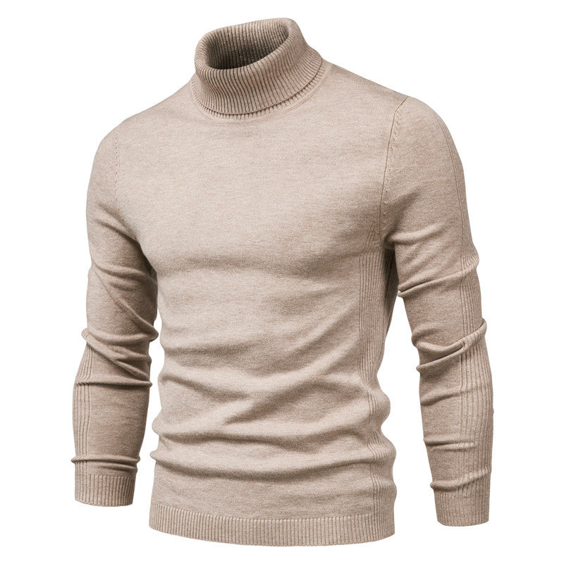 Men's Casual Knit Sweater for Layering in Beige