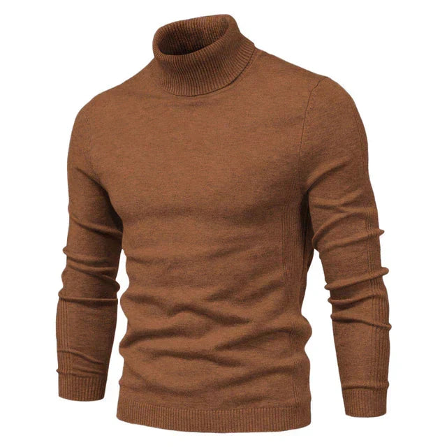 Men's Casual Knit Sweater for Layering in Brown
