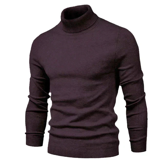 Men's Casual Knit Sweater for Layering in Burgundy