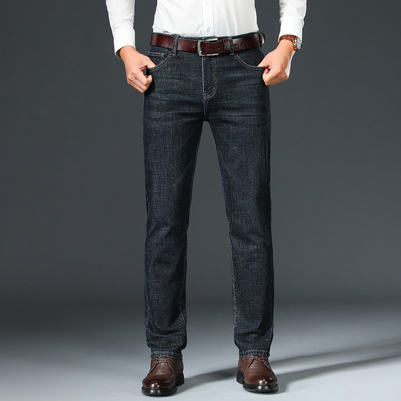 Men's Casual Straight Jeans with Stretch in Black