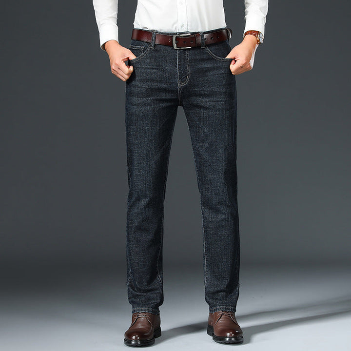 Men's Casual Straight Jeans with Stretch in Black
