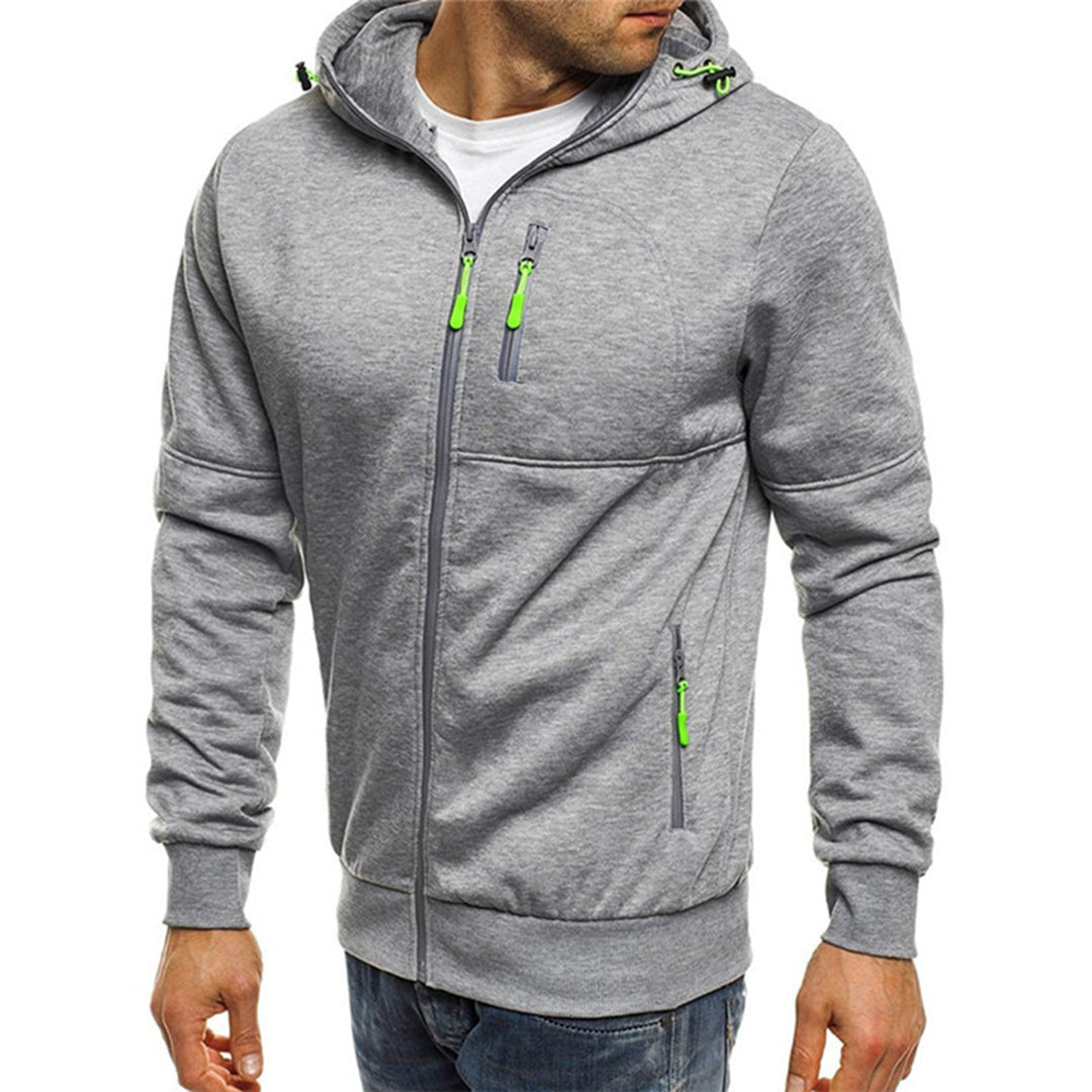 Men's Casual Zip-Up Jacket for Cool Fall in Light Grey