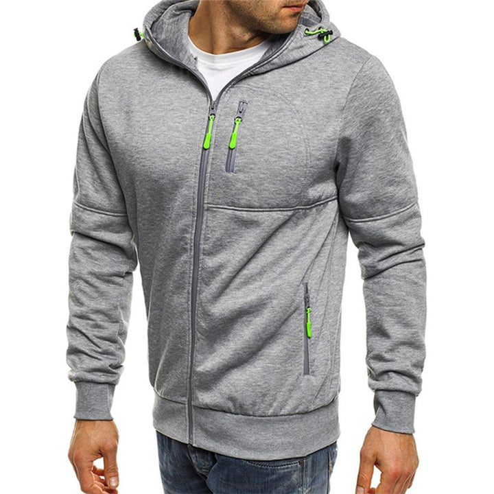 Men's Casual Zip-Up Jacket for Cool Fall in Light Grey