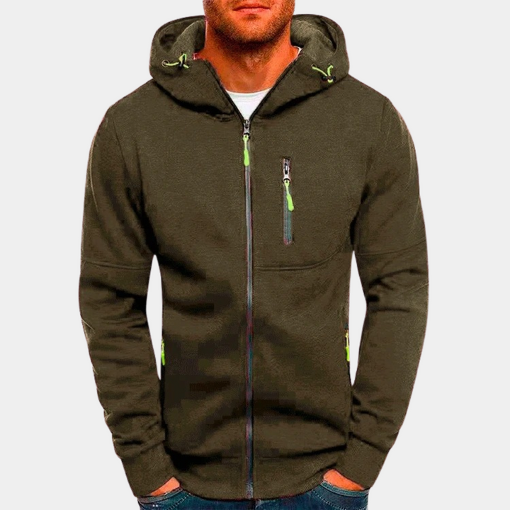 Men's Casual Zip-Up Jacket for Cool Fall in Olive
