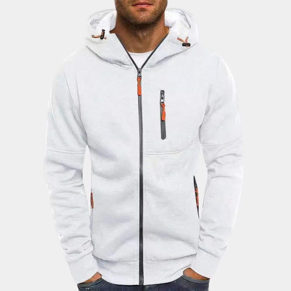 Men's Casual Zip-Up Jacket for Cool Fall in White