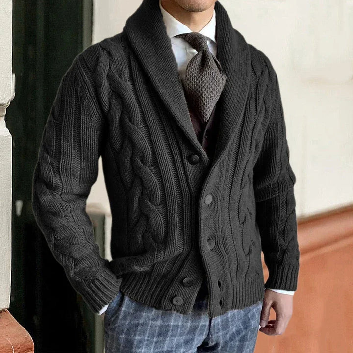 Men's Christmas Sweater Cardigan, Slim Fit in Black