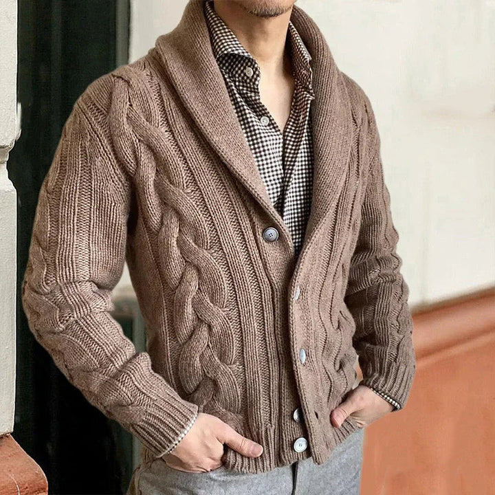 Men's Christmas Sweater Cardigan, Slim Fit in Khaki
