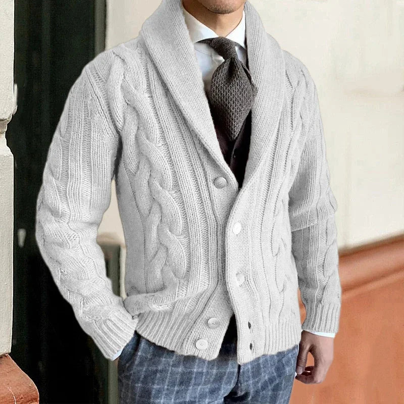 Men's Christmas Sweater Cardigan, Slim Fit in White