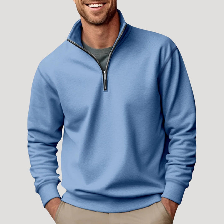 Men's Christmas Sweater with Quarter-Zip in Blue