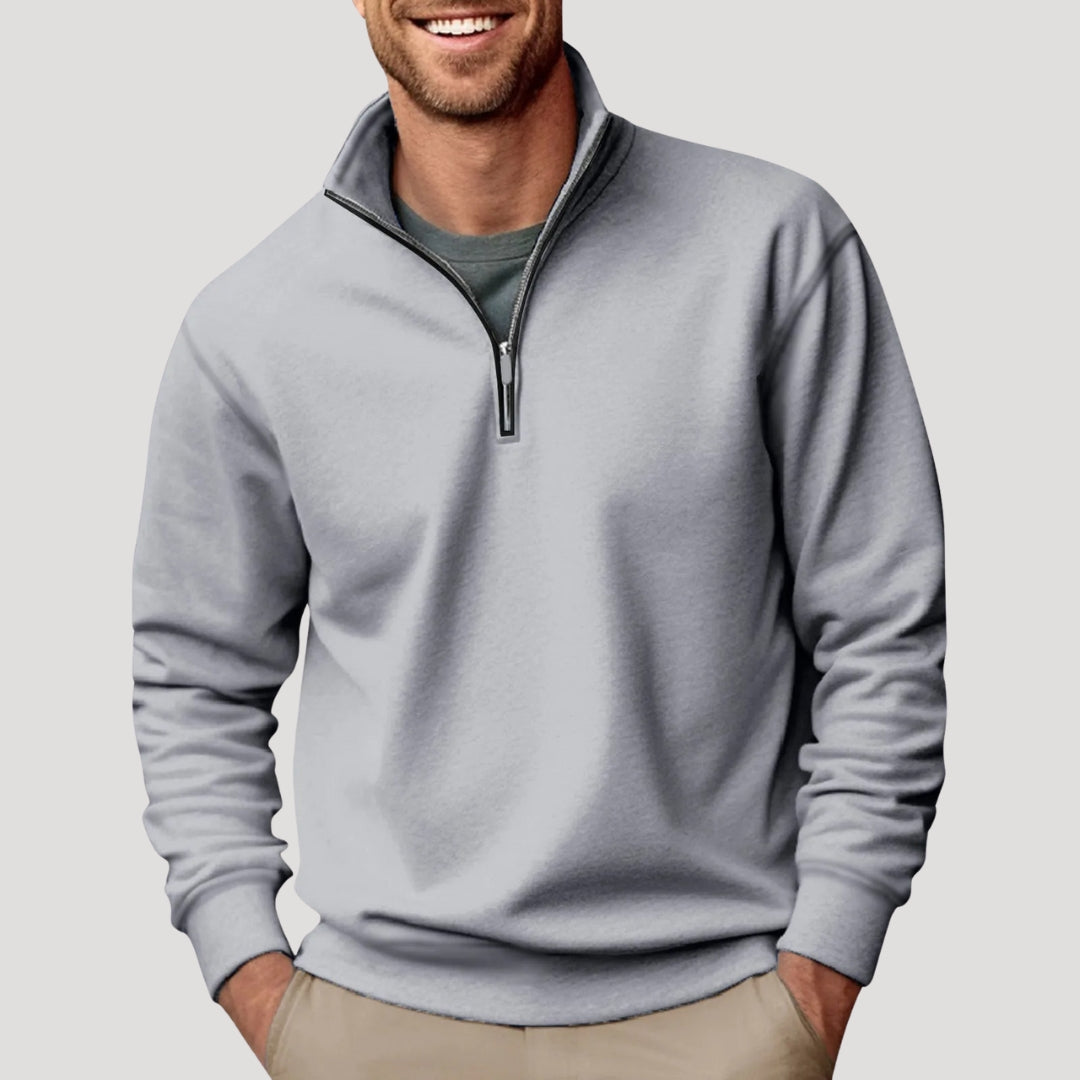 Men's Christmas Sweater with Quarter-Zip in Grey