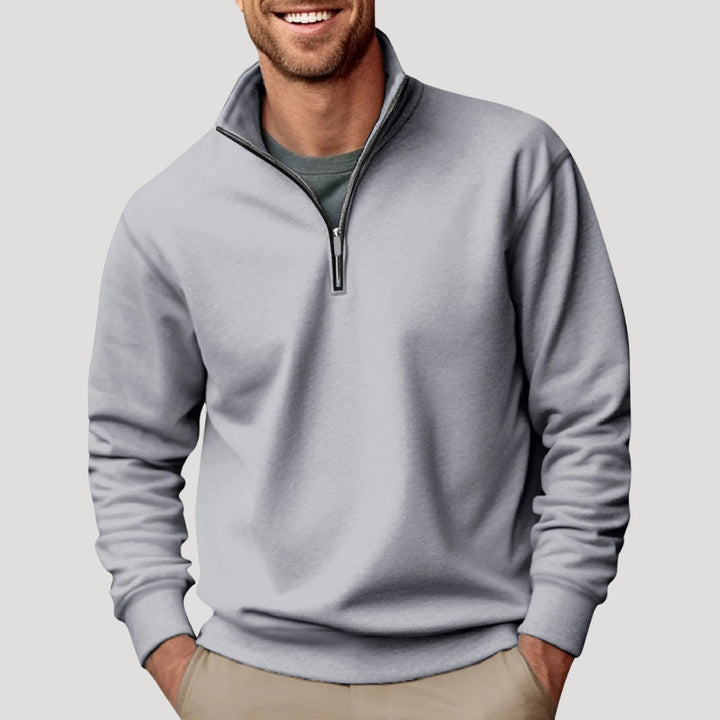 Men's Christmas Sweater with Quarter-Zip in Grey
