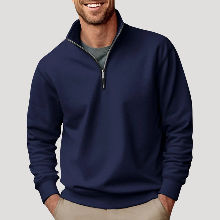 Men's Christmas Sweater with Quarter-Zip in Navy