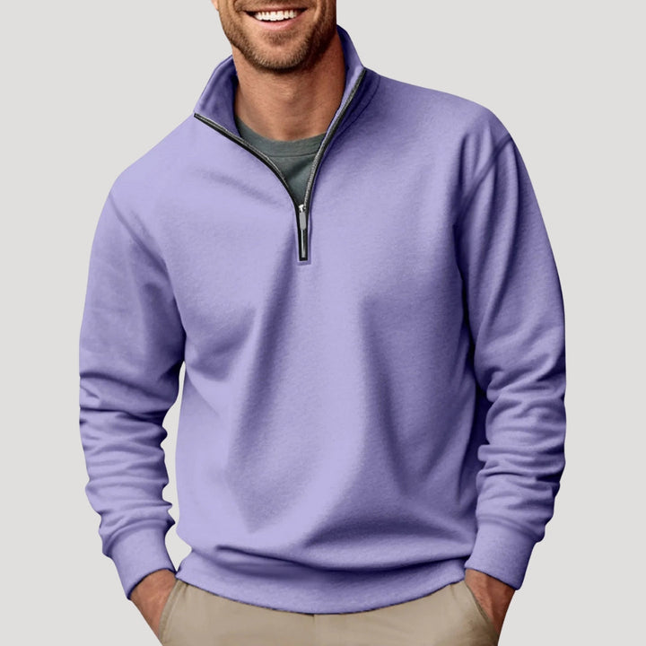 Men's Christmas Sweater with Quarter-Zip in Purple