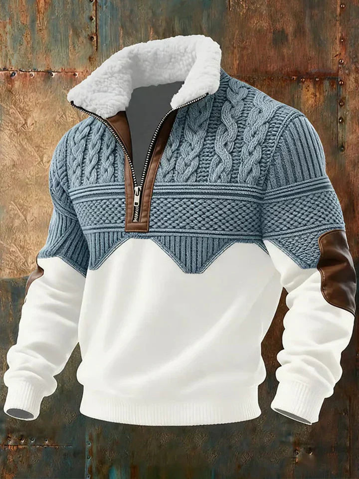 Men's Color-Block Half-Zip Knit Sweater for Fall