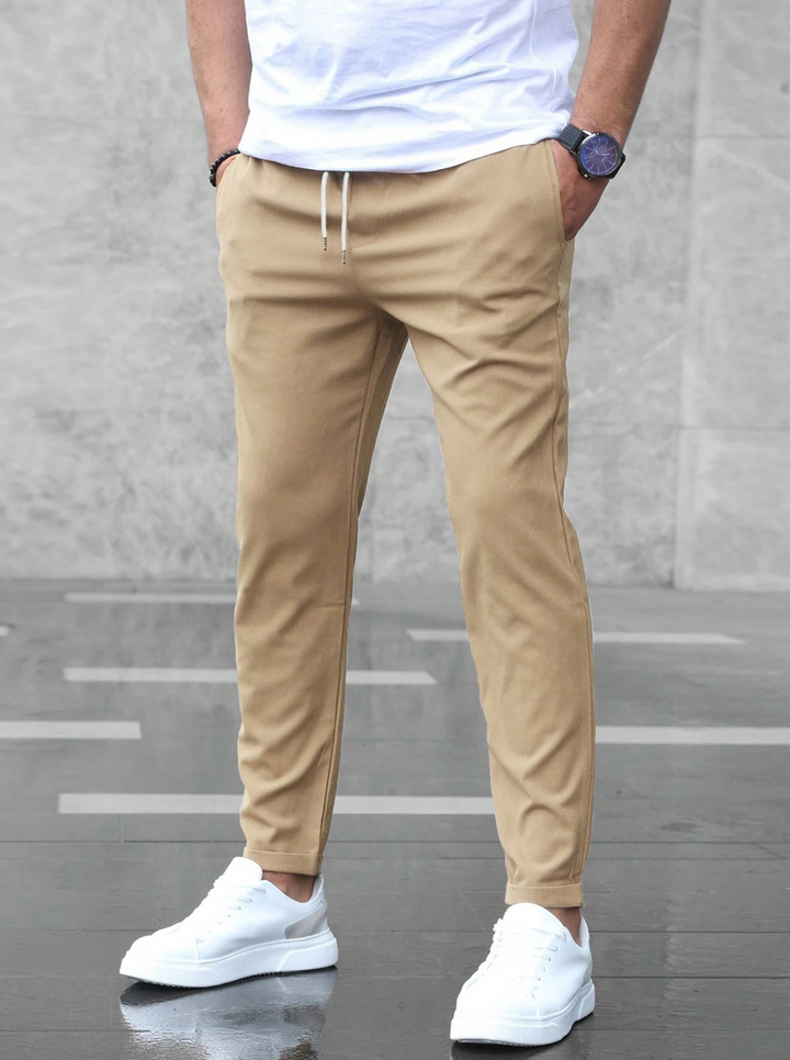 Men's Comfort Trousers with Drawstring Waist in Beige