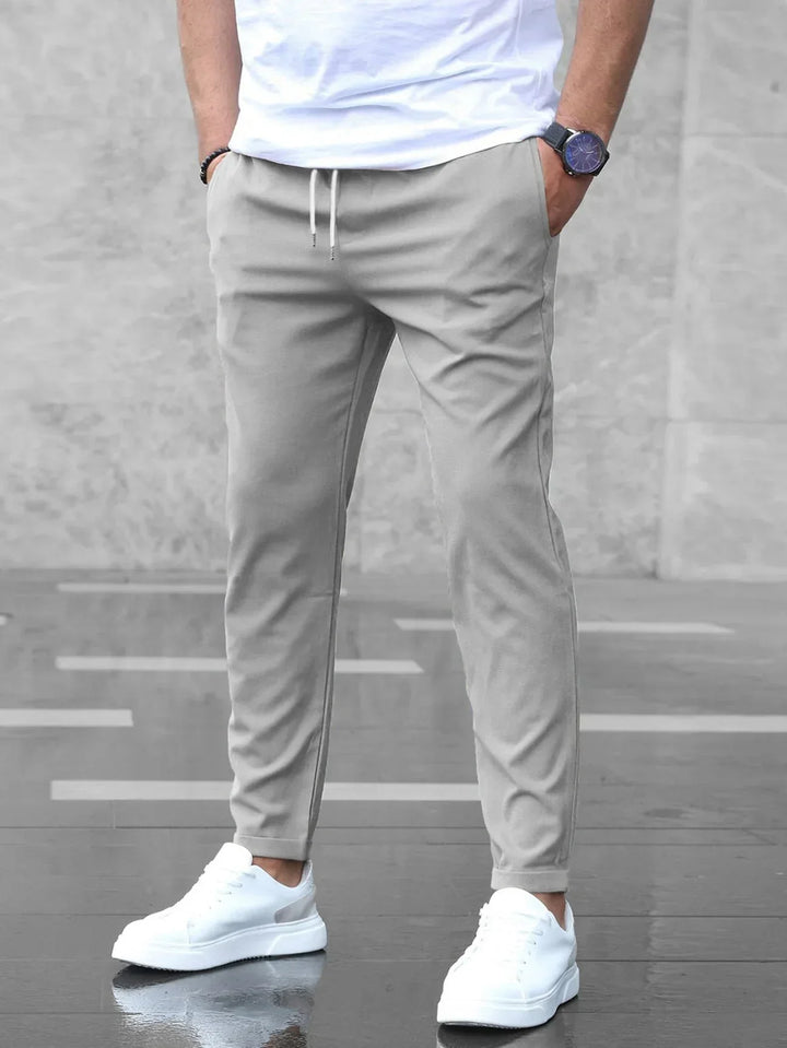 Men's Comfort Trousers with Drawstring Waist in Grey