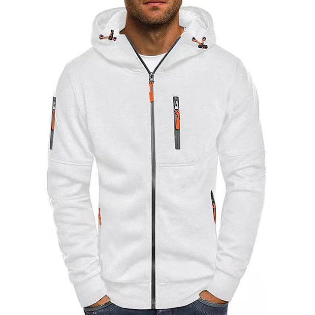Men's Comfortable Pullover Hoodie for Fall in White