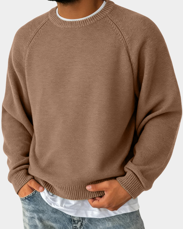 Men's Crew Neck Christmas Sweater in Brown