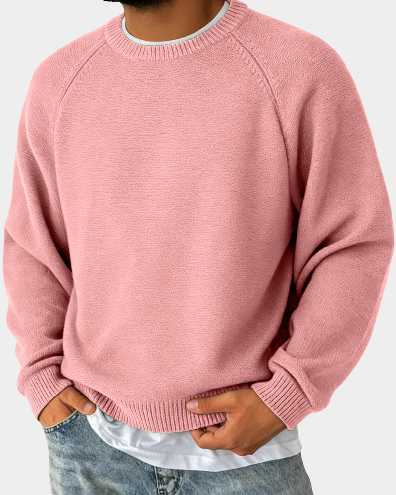 Men's Crew Neck Christmas Sweater in Pink